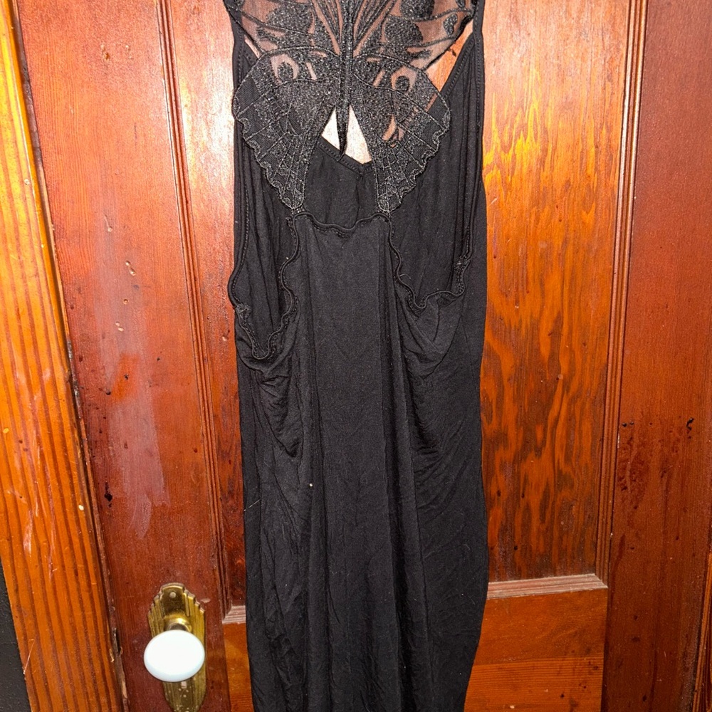 Black Butterly shaped Lace Back Dress